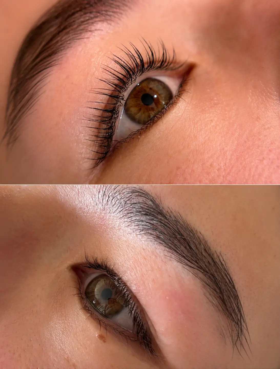Korean Lash Lift før og efter med naturligt buede og løftede vipper hos Brows & Beauty Aarhus